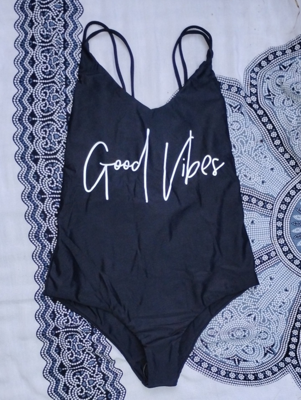 Free People x Amuse Society NWOT XS Black One Piece Swimsuit Strappy Boho